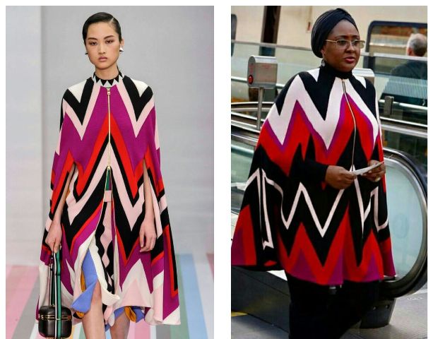Aisha Buhari Dazzles in Salvatore Ferragamo Fall 2016 Cape Jacket Worth N1.2m