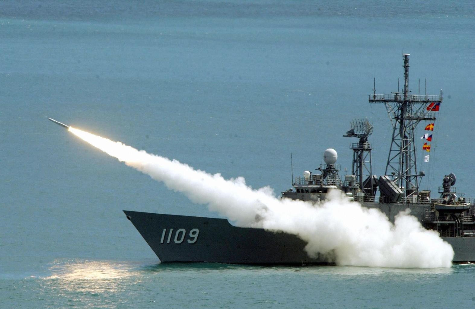 A Standard surface-to-air missile is lau